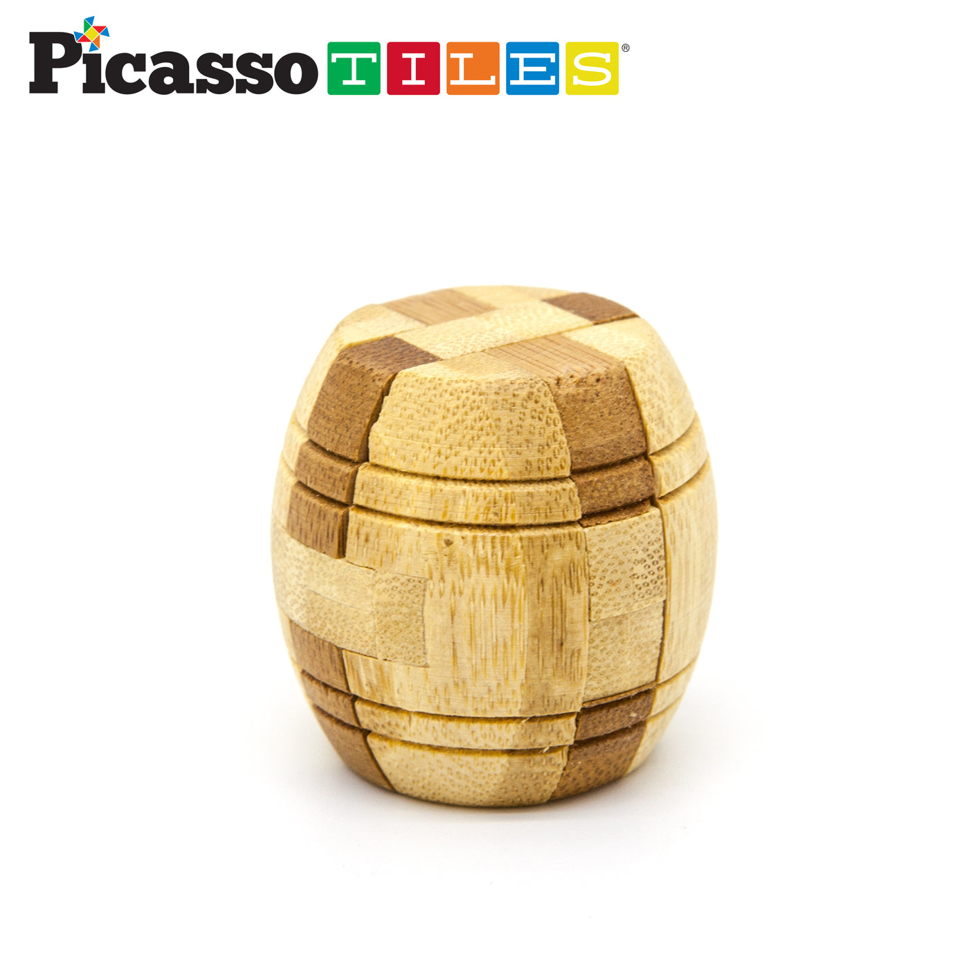 PicassoTiles 8 Style Wooden Burr Puzzle Cube, Ball and Barrels
