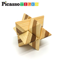 PicassoTiles 8 Style Wooden Burr Puzzle Cube, Ball and Barrels